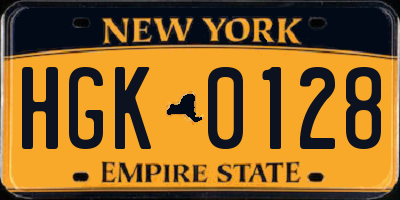 NY license plate HGK0128