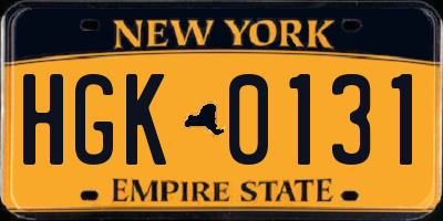 NY license plate HGK0131