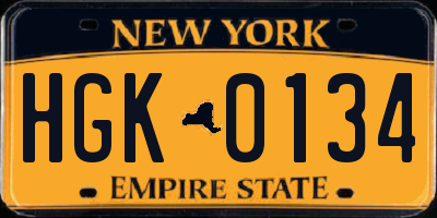 NY license plate HGK0134