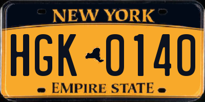 NY license plate HGK0140