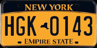 NY license plate HGK0143