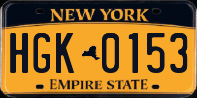 NY license plate HGK0153