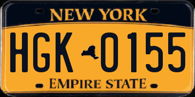 NY license plate HGK0155