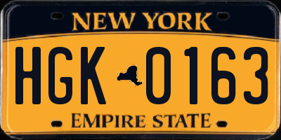 NY license plate HGK0163