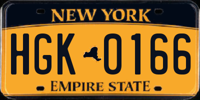 NY license plate HGK0166