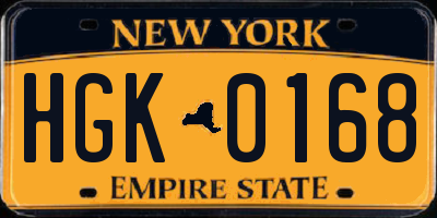 NY license plate HGK0168