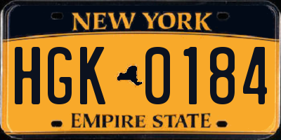 NY license plate HGK0184