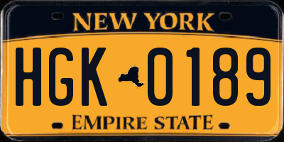 NY license plate HGK0189