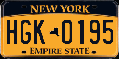 NY license plate HGK0195