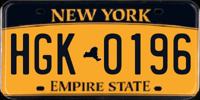 NY license plate HGK0196