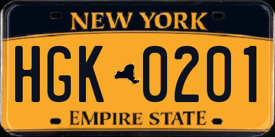 NY license plate HGK0201