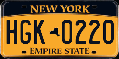 NY license plate HGK0220