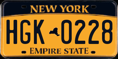 NY license plate HGK0228