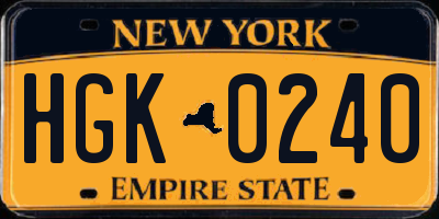 NY license plate HGK0240