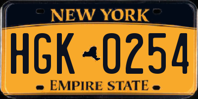 NY license plate HGK0254