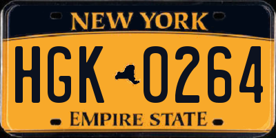 NY license plate HGK0264