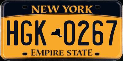 NY license plate HGK0267