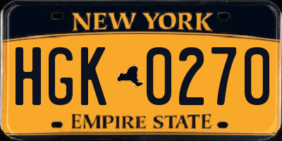 NY license plate HGK0270