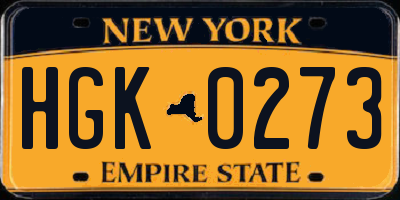NY license plate HGK0273