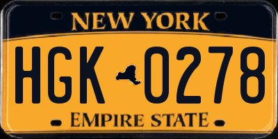 NY license plate HGK0278