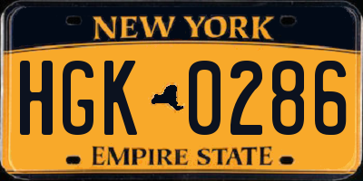 NY license plate HGK0286