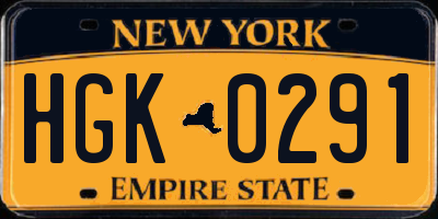 NY license plate HGK0291
