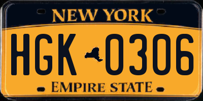 NY license plate HGK0306