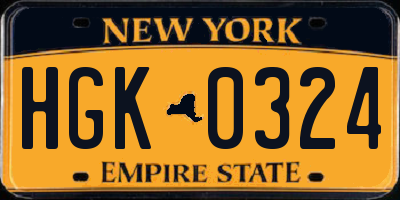 NY license plate HGK0324