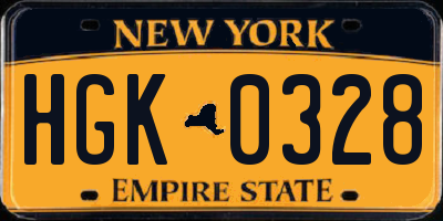 NY license plate HGK0328