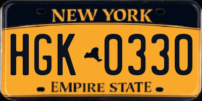 NY license plate HGK0330