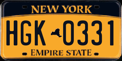 NY license plate HGK0331