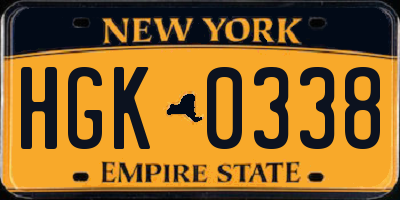 NY license plate HGK0338