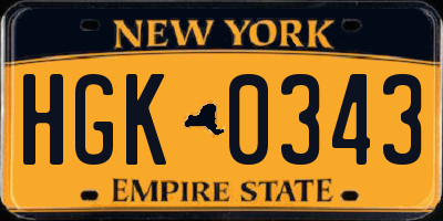 NY license plate HGK0343