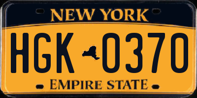 NY license plate HGK0370