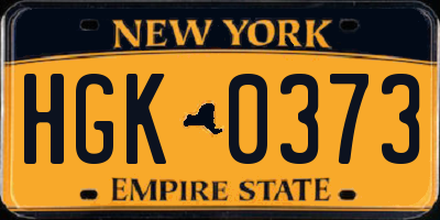 NY license plate HGK0373