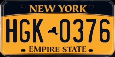 NY license plate HGK0376