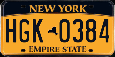 NY license plate HGK0384