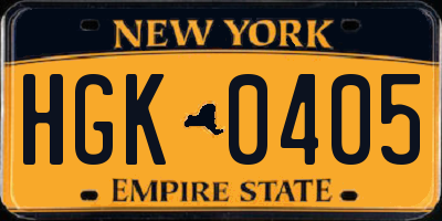 NY license plate HGK0405