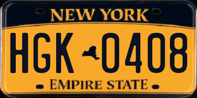 NY license plate HGK0408