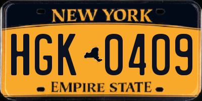 NY license plate HGK0409