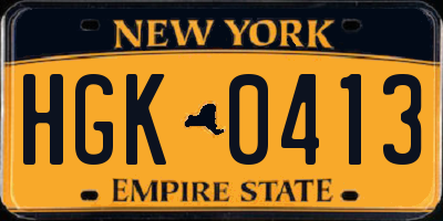 NY license plate HGK0413