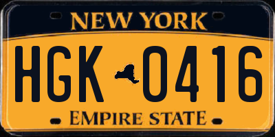 NY license plate HGK0416