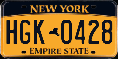 NY license plate HGK0428