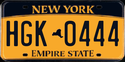 NY license plate HGK0444