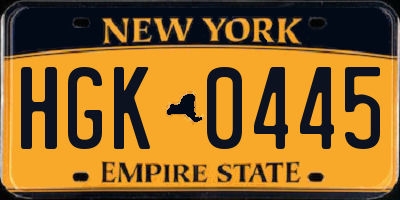 NY license plate HGK0445