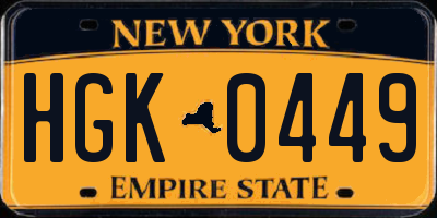 NY license plate HGK0449