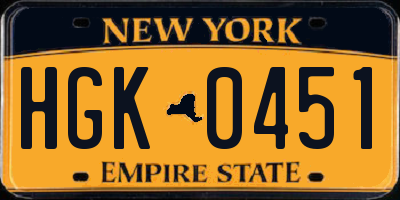 NY license plate HGK0451