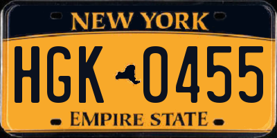 NY license plate HGK0455