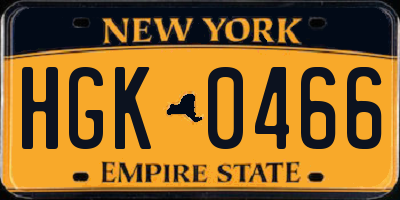 NY license plate HGK0466