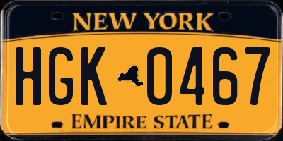 NY license plate HGK0467